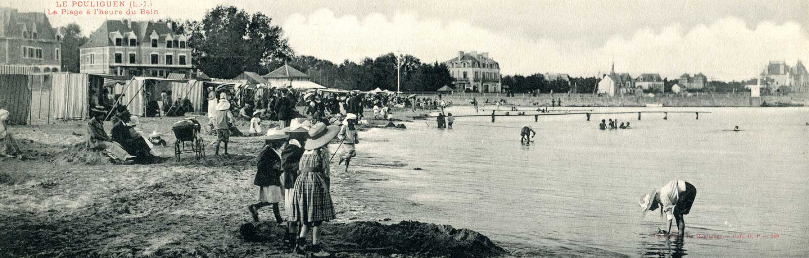 carte postale panoramique plage du nau Le Pouliguen