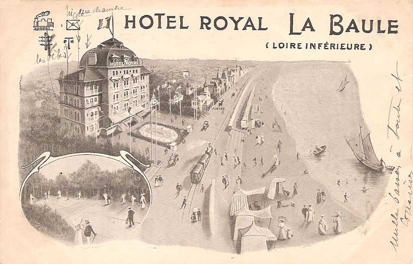 Carte postale publicitaire de l'hôtel sous forme de dessin